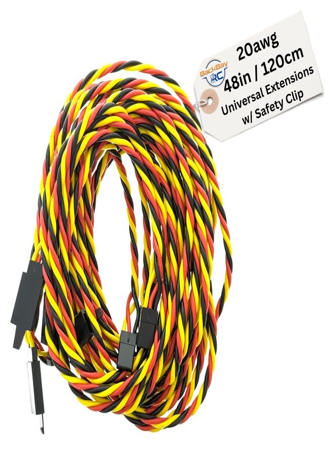 BackBay R/C BackBayRC - 48in 20awg Male/Female w/Clip Universal Servo Extension - 5 Pack - Image 1